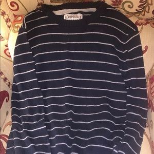 Aeropostale Mens size medium navy and white striped sweater